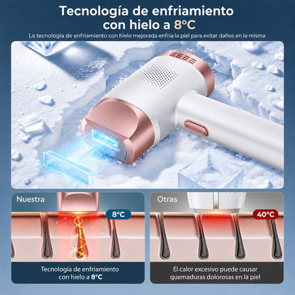 Adiós al Vello y la Irritación Tecnología IPL con efecto frío para ayudarte a conseguir hasta un 99% menos vello desde casa.