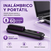 Cepillo alisador de pelo inalámbrico