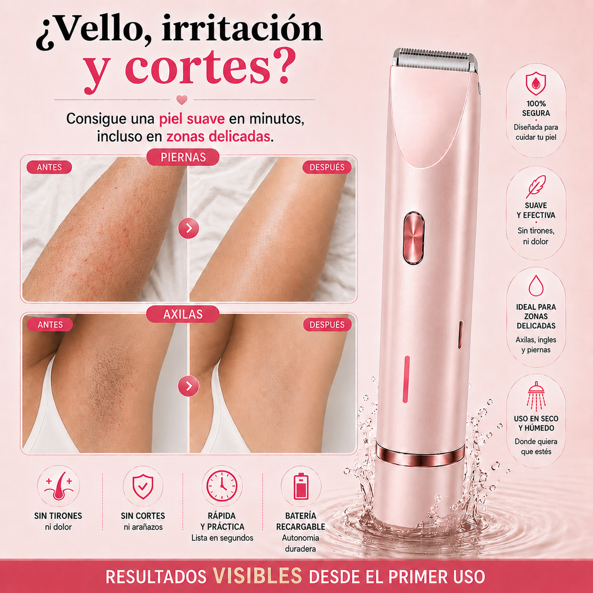 ***Perfect Duo™ Depiladora íntima 2 en 1. Despídete de los cortes, la irritación y las cuchillas.