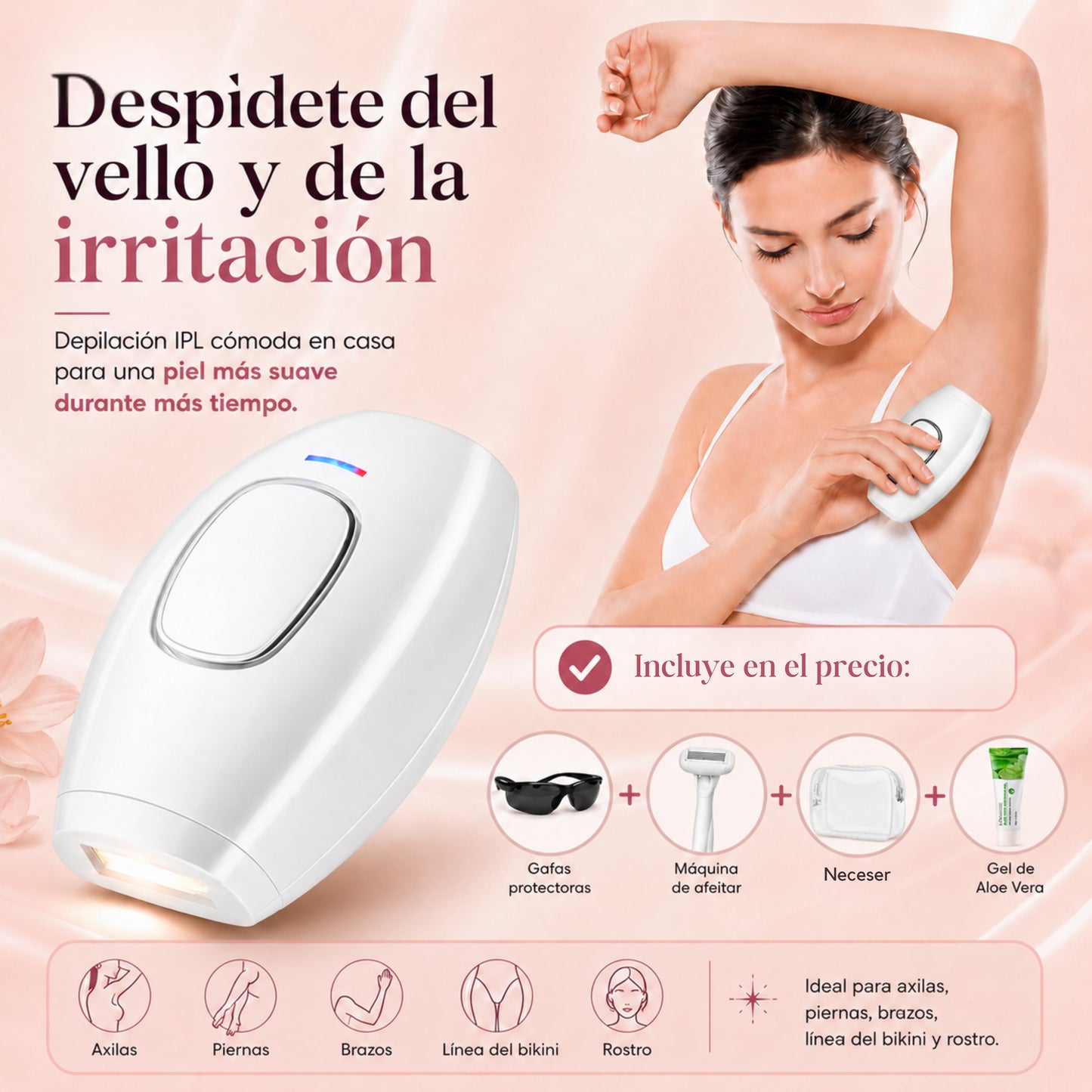 Depiladora IPL profesional para depilación permanente en casa