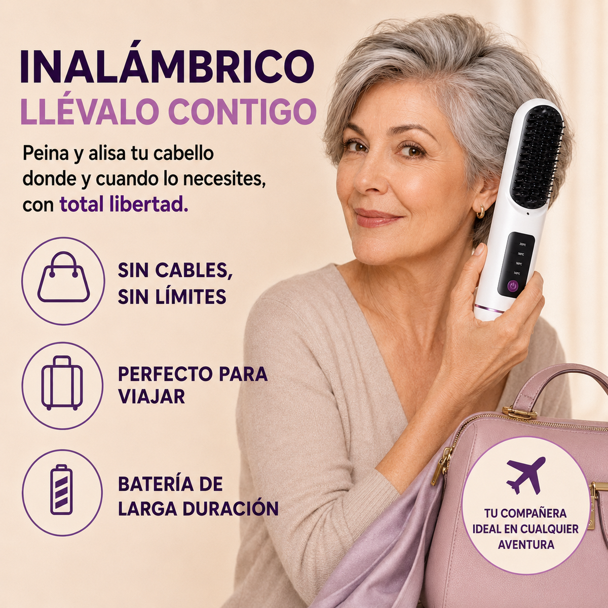 Thermova™  El Cepillo Térmico inalámbrico que alisa, controla el frizz y aporta volumen desde la raíz en minutos