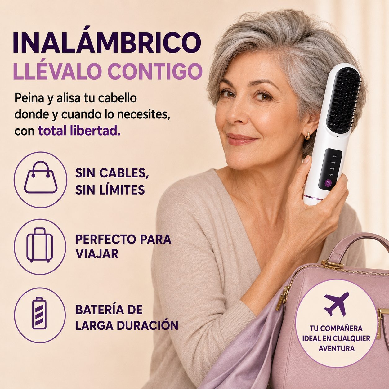 Thermova™  El Cepillo Térmico inalámbrico que alisa, controla el frizz y aporta volumen desde la raíz en minutos