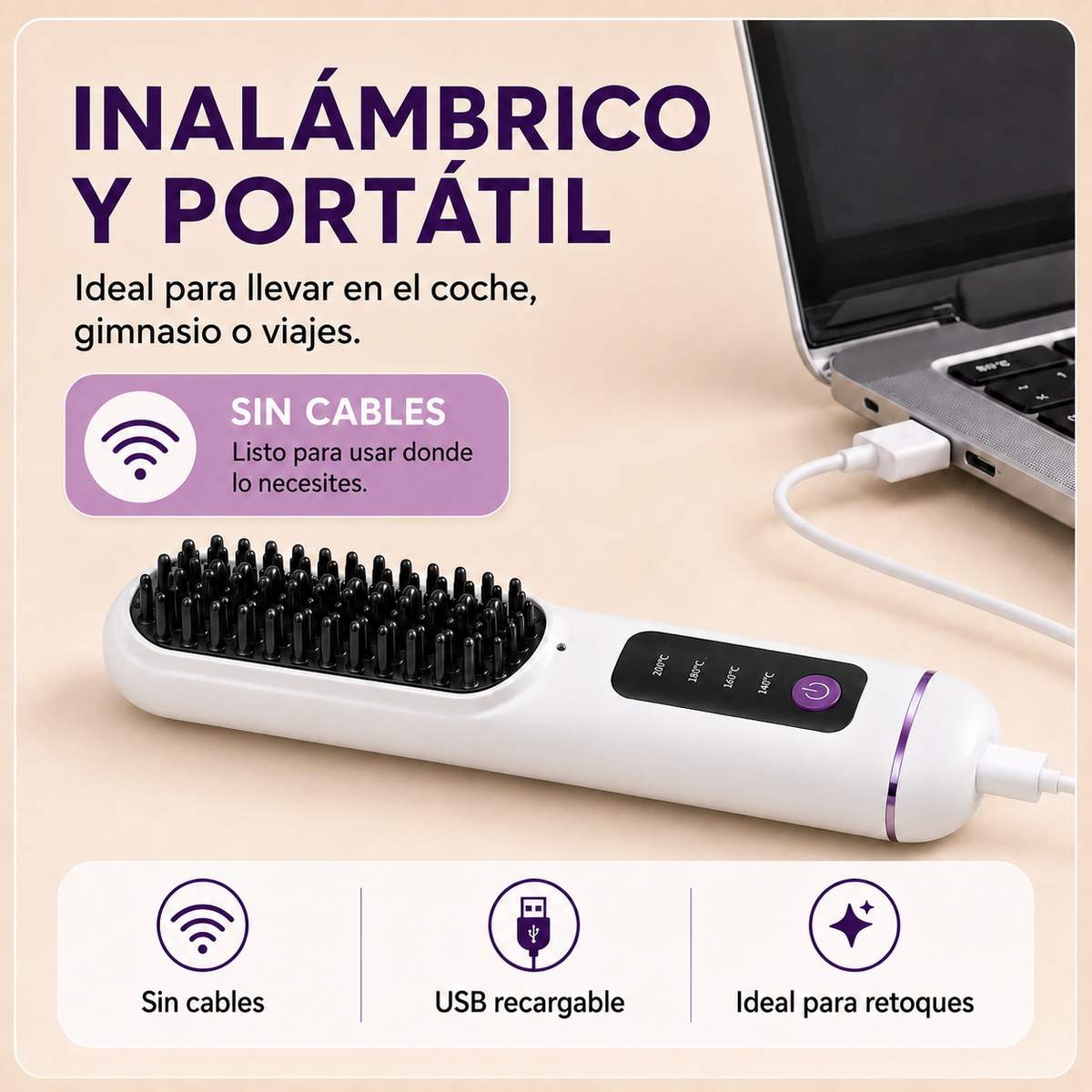 Thermova™  El Cepillo Térmico inalámbrico que alisa, controla el frizz y aporta volumen desde la raíz en minutos