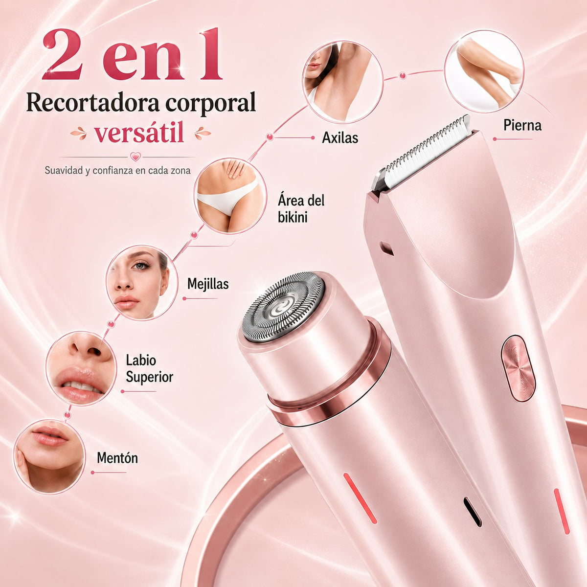 ***Perfect Duo™ Depiladora íntima 2 en 1. Despídete de los cortes, la irritación y las cuchillas.