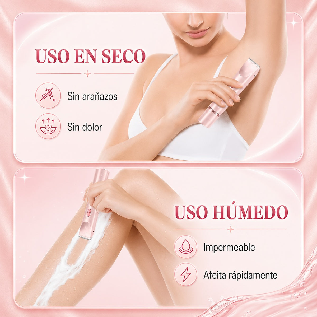 ***Perfect Duo™ Depiladora íntima 2 en 1. Despídete de los cortes, la irritación y las cuchillas.
