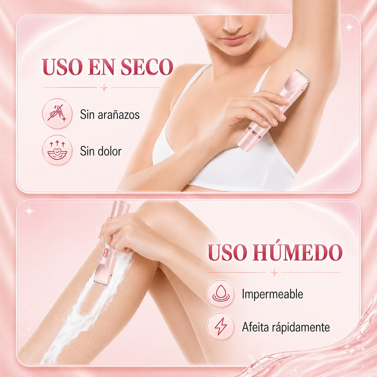 ***Perfect Duo™ Depiladora íntima 2 en 1. Despídete de los cortes, la irritación y las cuchillas.
