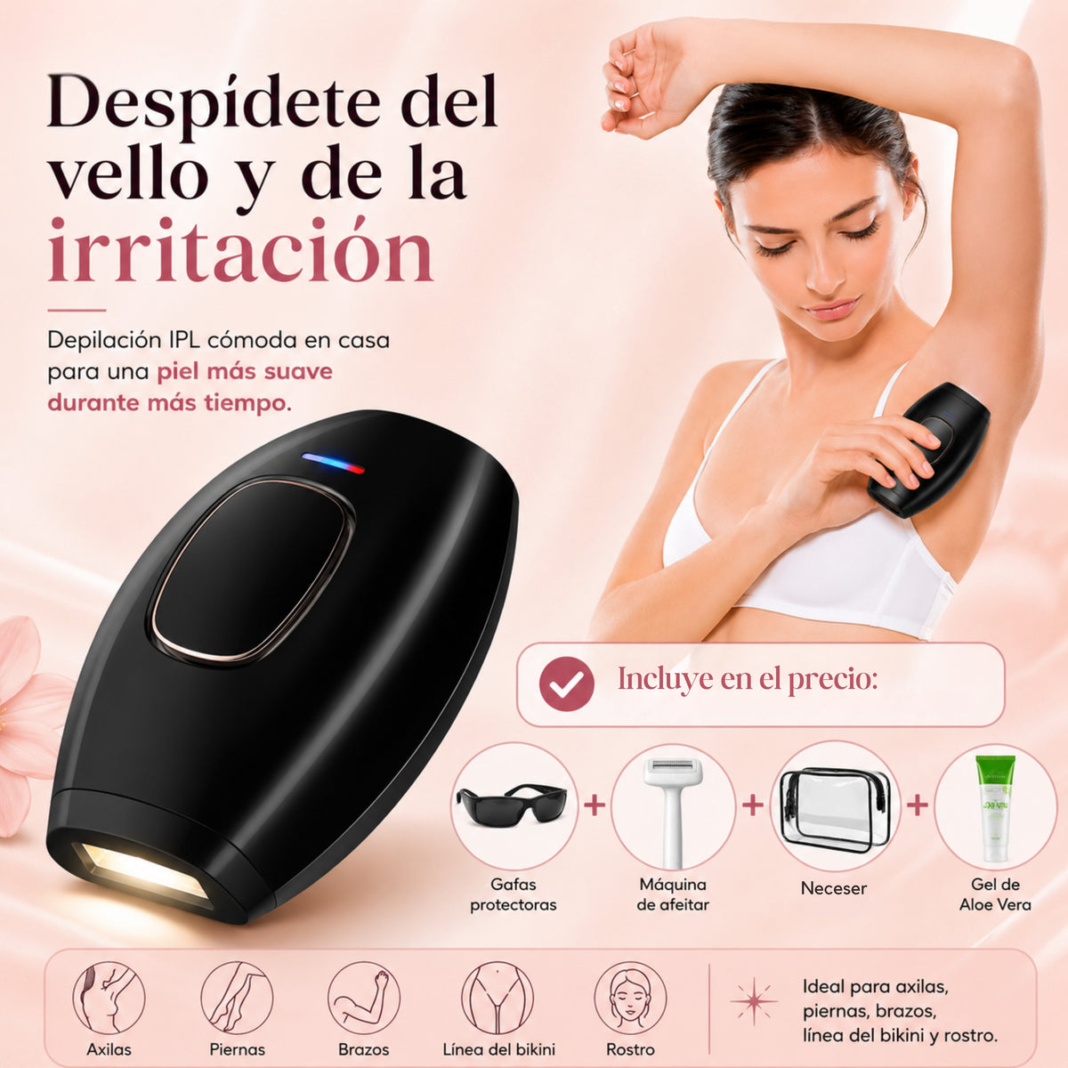 Depiladora IPL profesional para depilación permanente en casa