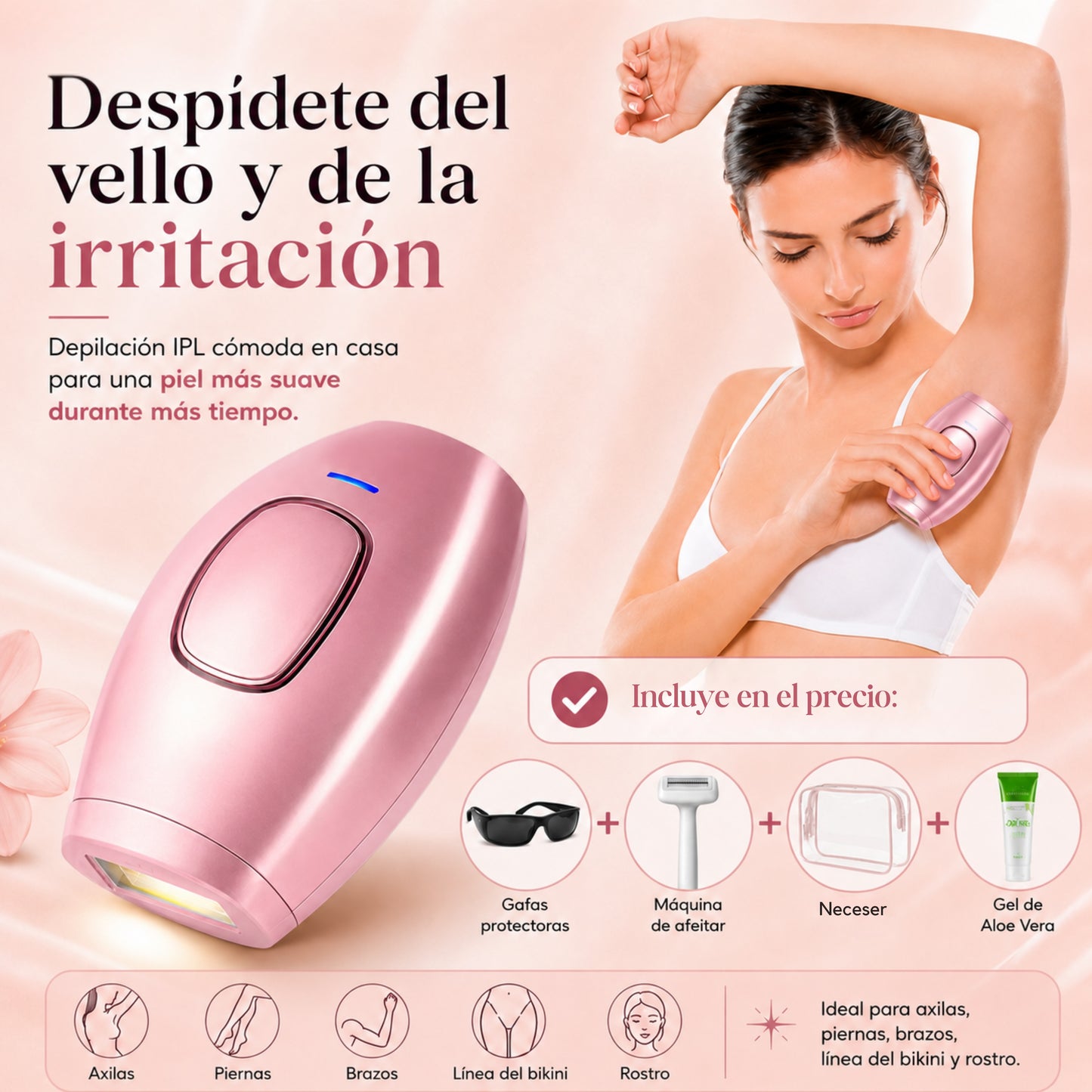 Depiladora IPL profesional para depilación permanente en casa